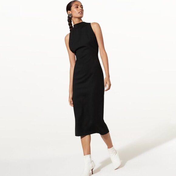 Babaton Dresses & Skirts - BABATON Aritzia Matheson Mock Neck Midi Dress Black Size 4